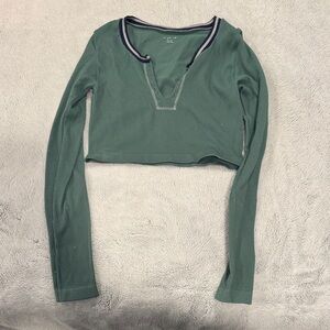 Urban Outfitters Teal Long Sleeve Crop Top